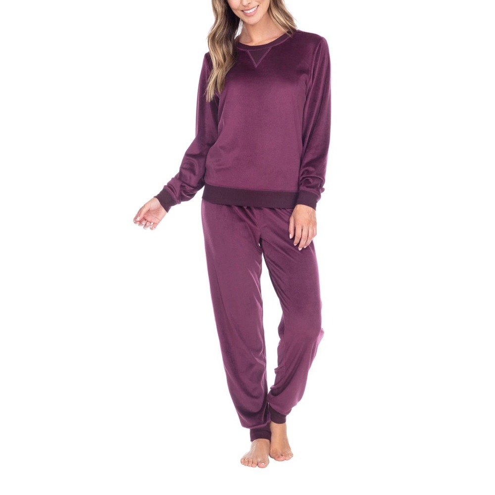 Honeydew Intimates Velour Loungewear Set Purple Sweatshirt Joggers XXL Cozy